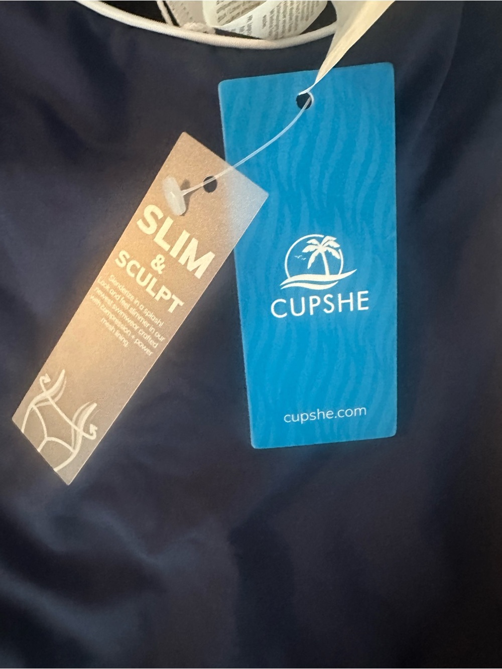 Cupshe Slim & Sculpt Navy One-Piece Swimsuit | NWT | Size Small - Picture 6 of 6